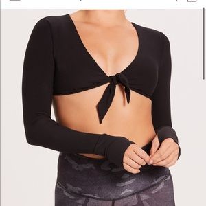 Niyama sol long sleeve knotty black yoga bra xs